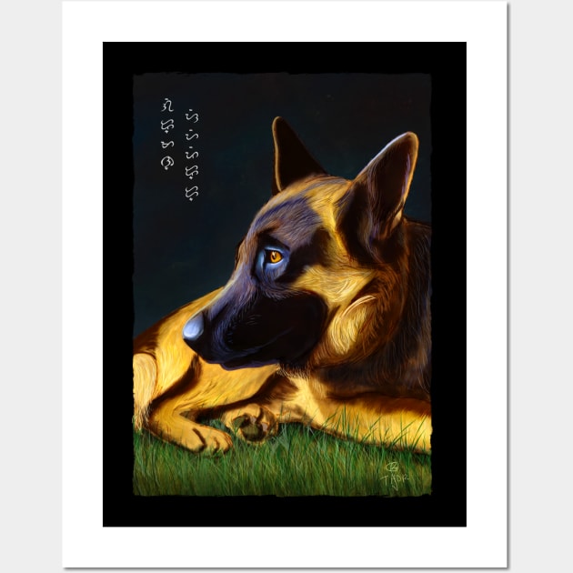 German Shepherd - Black Wall Art by Thor Reyes